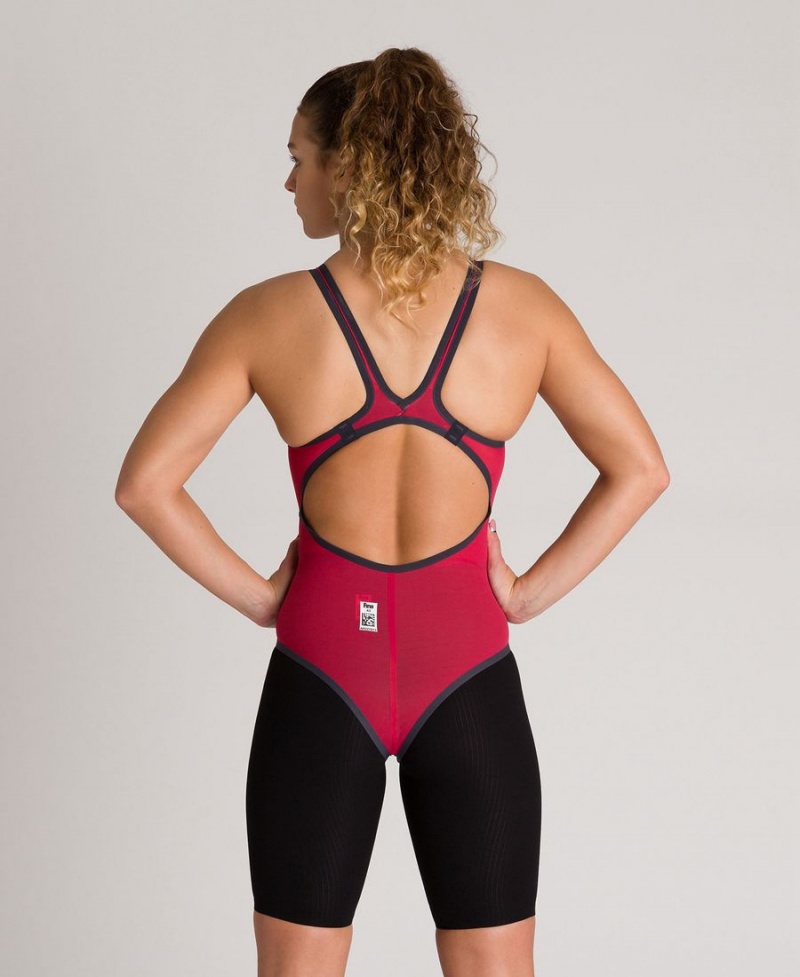 Rouge Combinaison Natation Arena Powerskin Carbon Duo Top Open Back - GLU-6490806