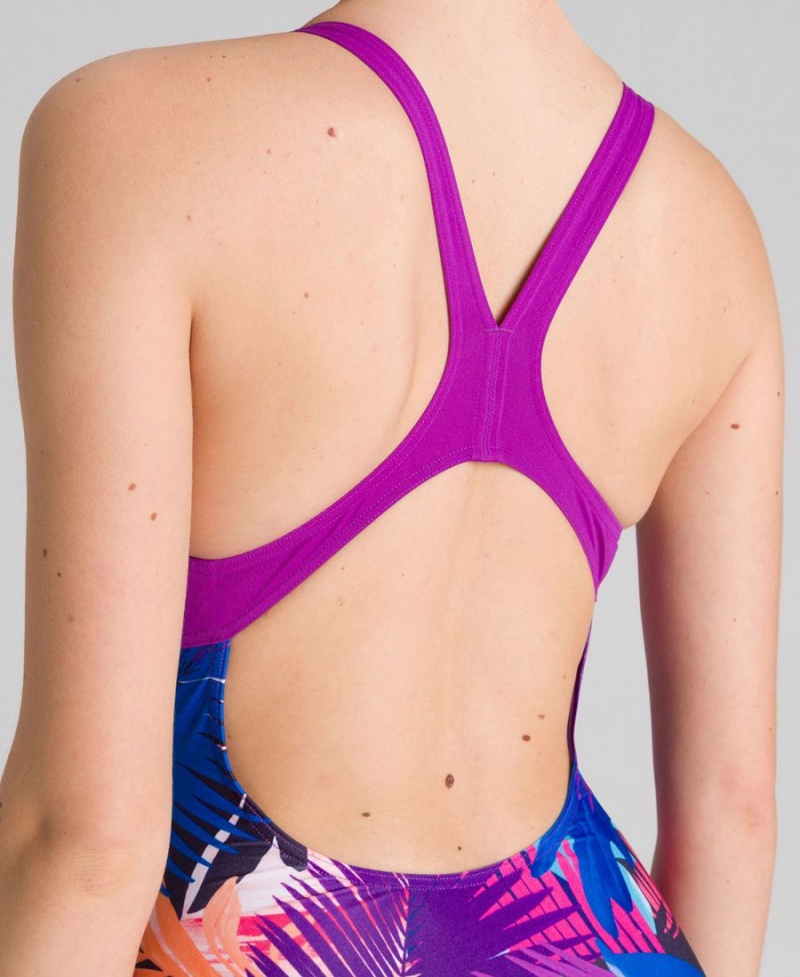 Violette Multicolore Maillot de Bain Arena Palm Print Swim Pro Back - AVC-9271536