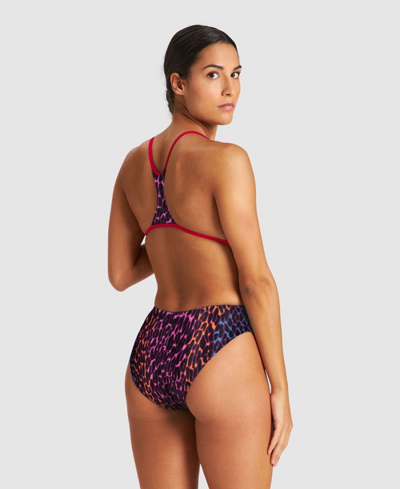 Rose Multicolore Maillot de Bain Arena Animal Stripe Booster Back - HUU-1866463