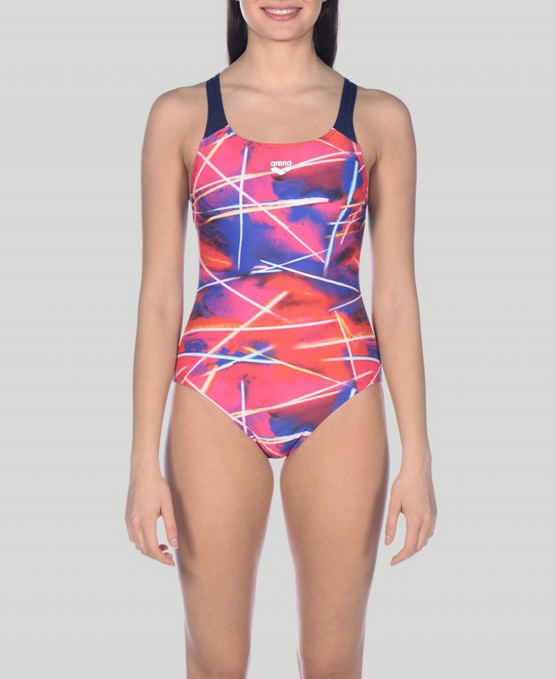 Bleu Marine Multicolore Maillot de Bain Arena Light Beams Swim Pro Back - NEN-5575391