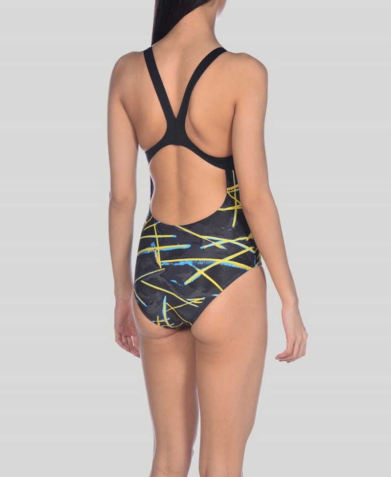 Noir Multicolore Maillot de Bain Arena Light Beams Swim Pro Back - AMZ-9201595