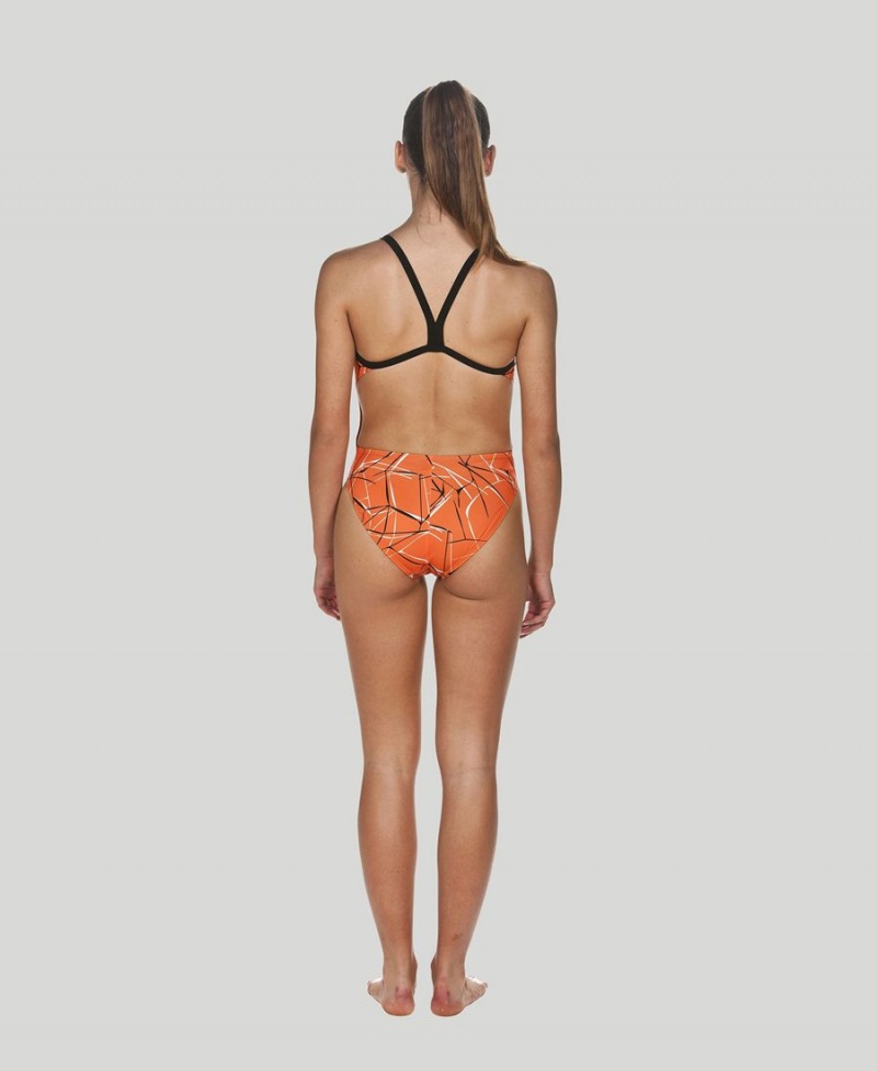 Orange Noir Maillot de Bain Arena D'eau Challenge Back - KIH-6384681