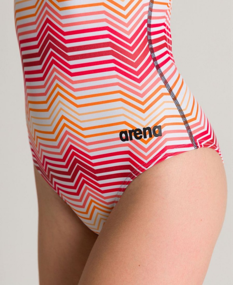 Rouge Orange Multicolore Maillot de Bain Arena Multicolor Stripes Light Drop Back - SHM-9252937