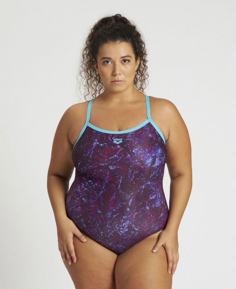 Turquoise Multicolore Maillot de Bain Arena Mountains Texture Light Drop Back Plus - VUP-8552873