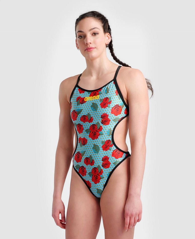 Turquoise Multicolore Maillot de Bain Arena Rule Breaker Hooked Reversible - EDX-3734732