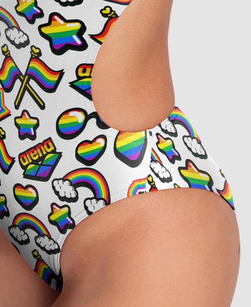 Blanche Multicolore Maillot de Bain Arena Pride Print of The Month Challenge Back - GHD-9182181