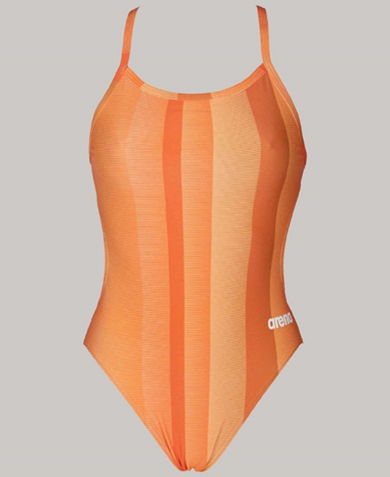 Orange Maillot de Bain Arena Blended Stripe Challenge Back - ELG-6379633