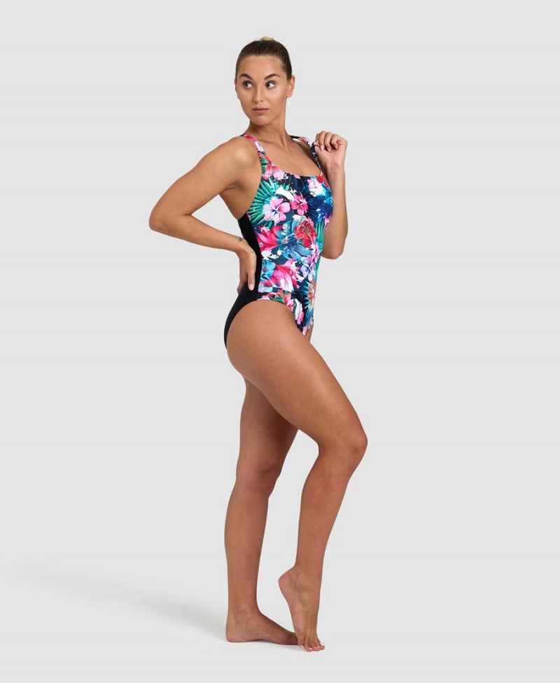 Noir Multicolore Maillot de Bain Arena Flower Control Pro Back - CAA-0424747