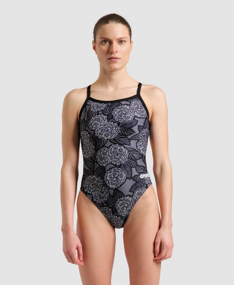 Noir Grise Maillot de Bain Arena Hydrangea Bouquet Challenge Back - WYX-4783326