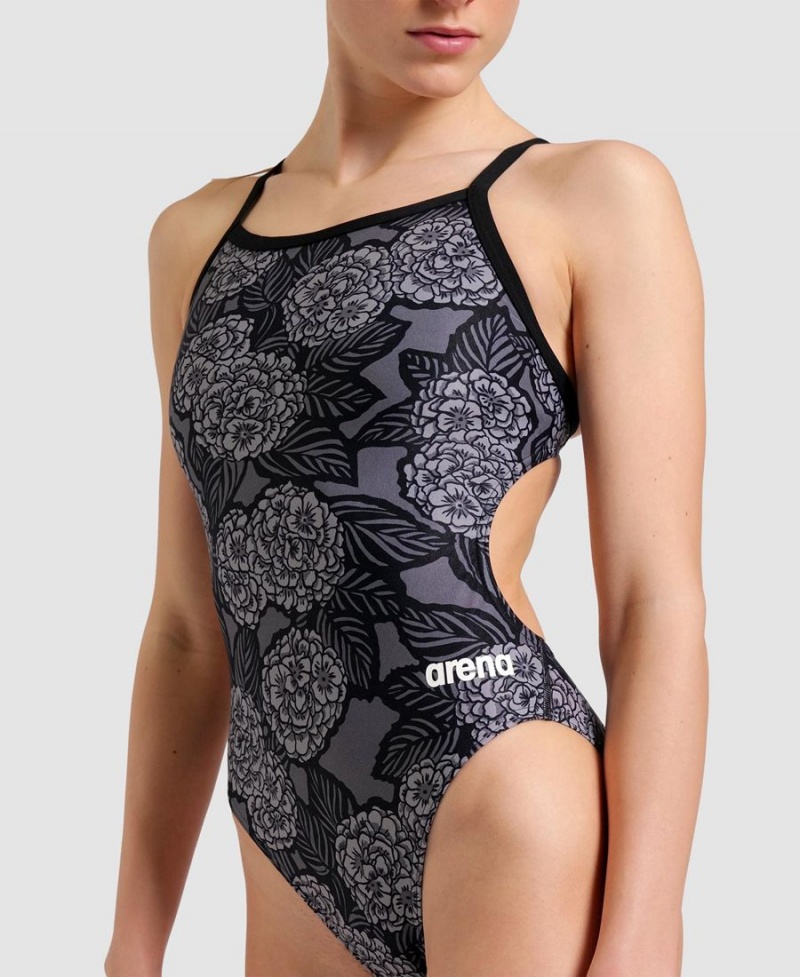 Noir Grise Maillot de Bain Arena Hydrangea Bouquet Challenge Back - WYX-4783326