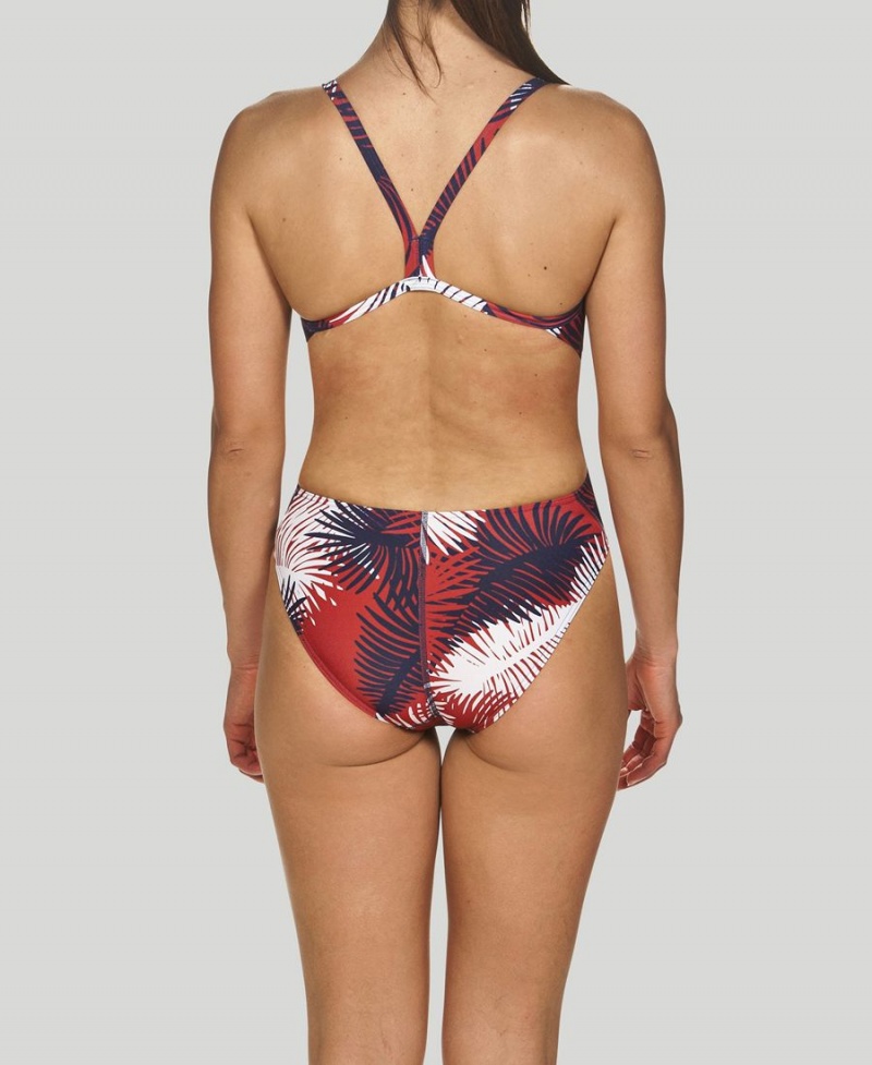 Rouge Blanche Bleu Maillot de Bain Arena Palm Forest Challenge Back - JDJ-2398586