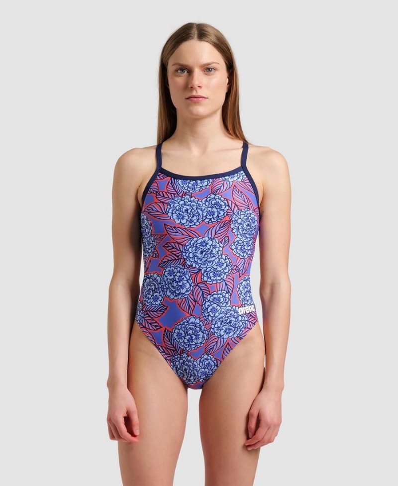 Bleu Marine Rouge Blanche Maillot de Bain Arena Hydrangea Bouquet Challenge Back - YNZ-8049085