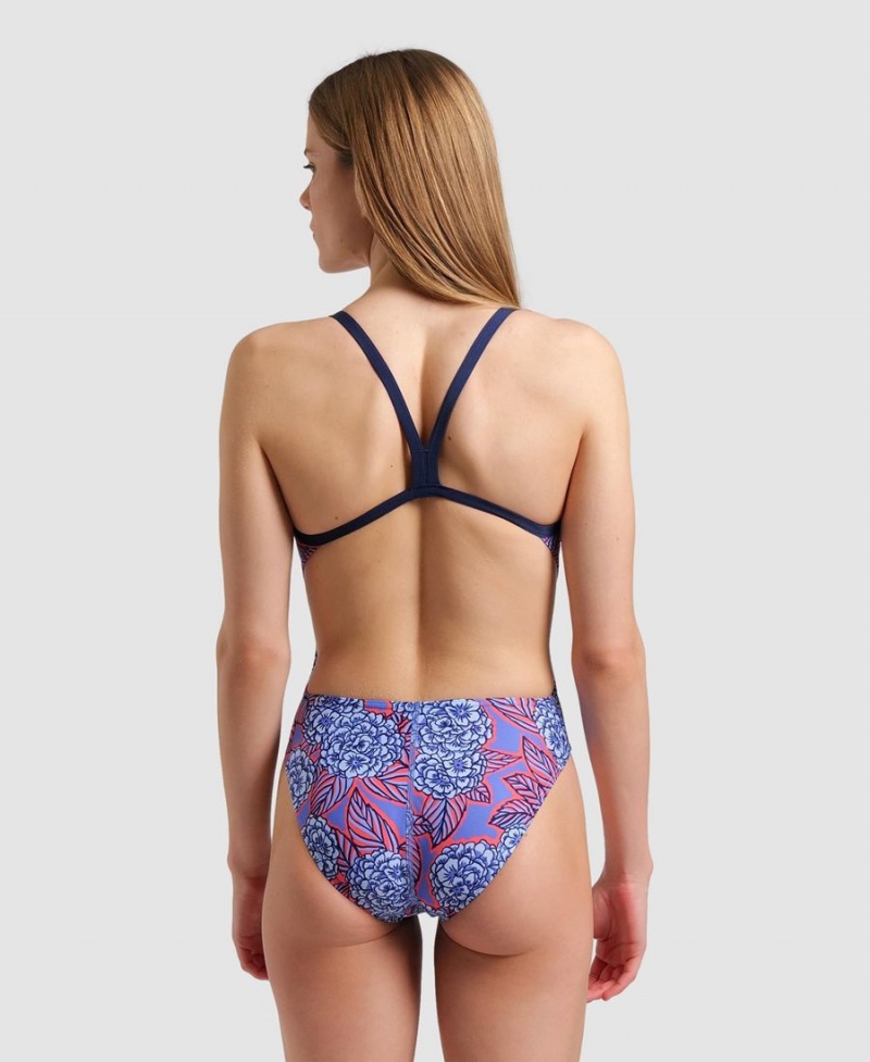 Bleu Marine Rouge Blanche Maillot de Bain Arena Hydrangea Bouquet Challenge Back - YNZ-8049085