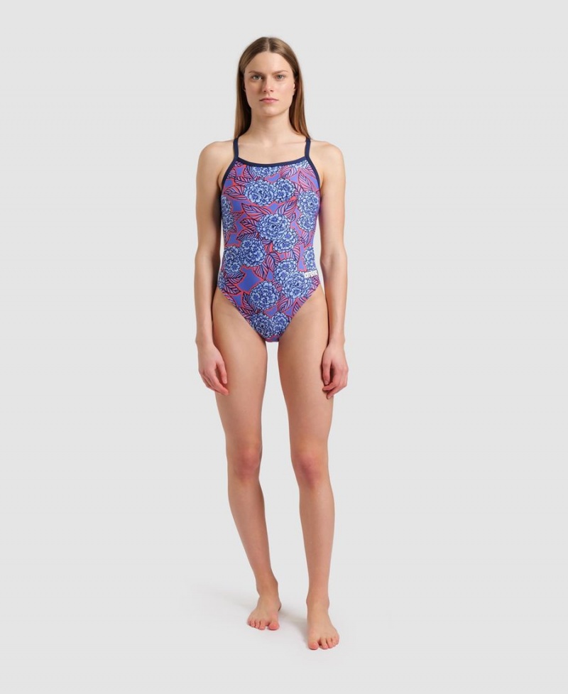 Bleu Marine Rouge Blanche Maillot de Bain Arena Hydrangea Bouquet Challenge Back - YNZ-8049085