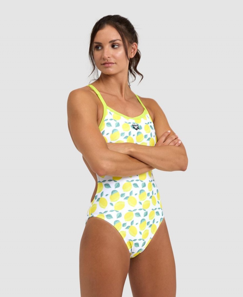 Vert Blanche Multicolore Maillot de Bain Arena Lemons Xcross Back - UZQ-2845230