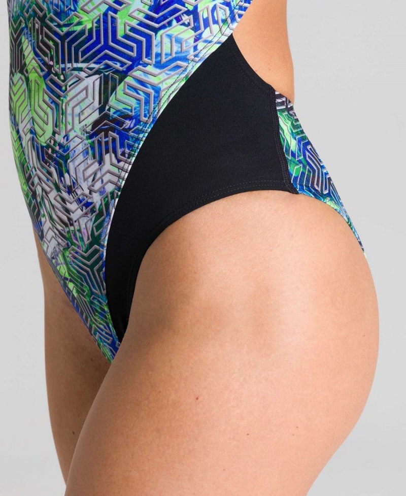 Noir Multicolore Maillot de Bain Arena Kikko Swim Tech Back - JZJ-3162478