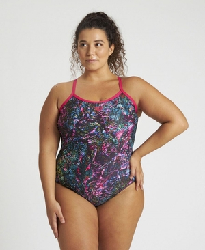 Rose Multicolore Maillot de Bain Arena Mountains Texture Light Drop Back Plus - BDQ-1166113