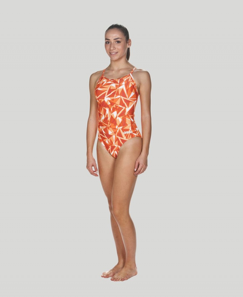 Orange Maillot de Bain Arena Shattered Glass Light Drop Back - HZH-9291447