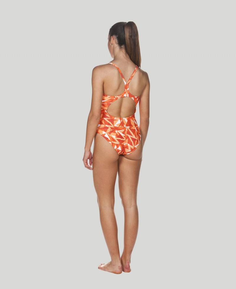 Orange Maillot de Bain Arena Shattered Glass Light Drop Back - HZH-9291447