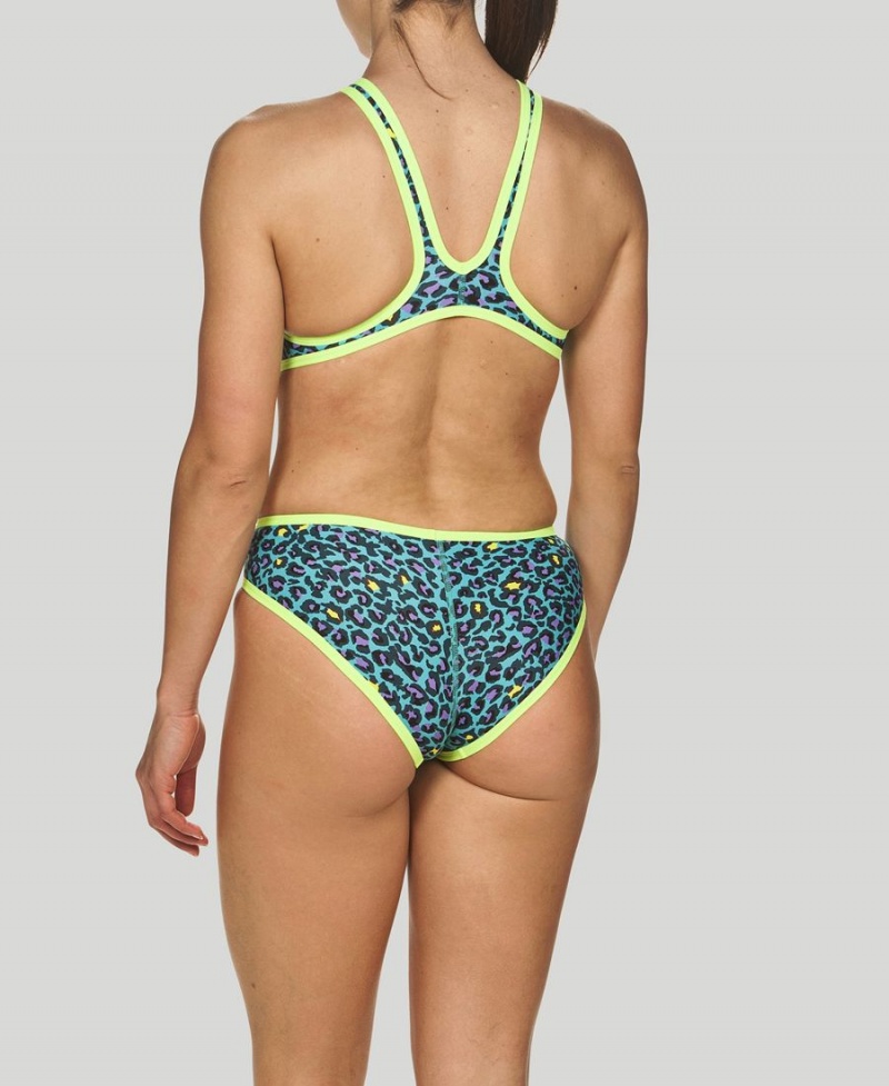 Turquoise Vert Maillot de Bain Arena The One Leopard Print - TPE-6910786