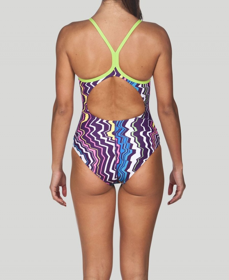 Violette Vert Maillot de Bain Arena Zig Zag Light Drop Back - BKX-8514620