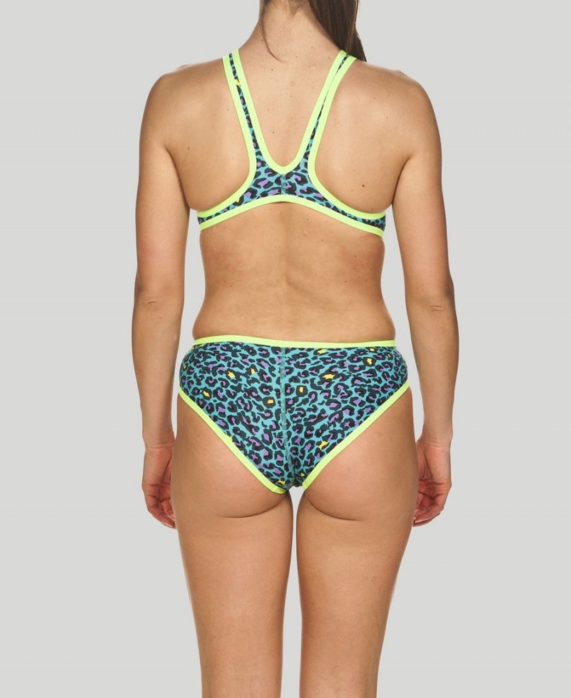 Turquoise Vert Maillot de Bain Arena The One Leopard Print - TPE-6910786