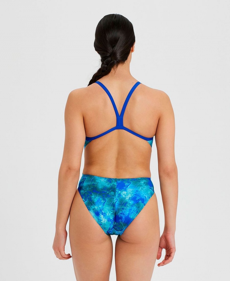 Bleu Multicolore Maillot de Bain Arena Allover Print Challenge Back - LJJ-5250131