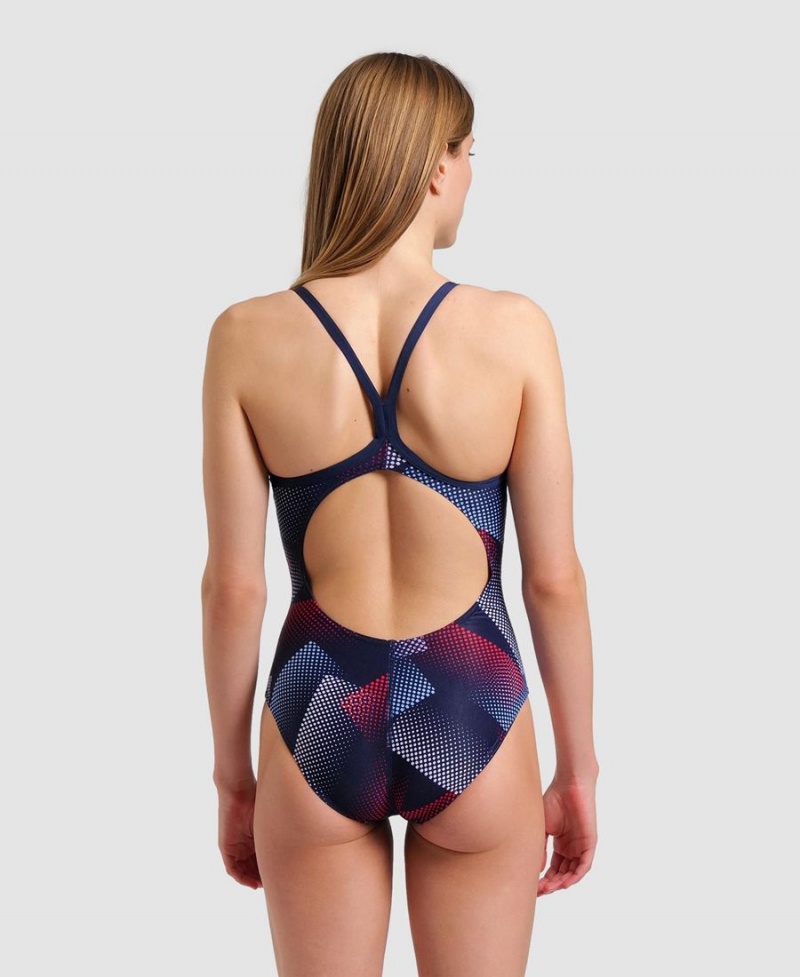 Bleu Marine Rouge Maillot de Bain Arena Halftone Lightdrop Back - YDE-8087809