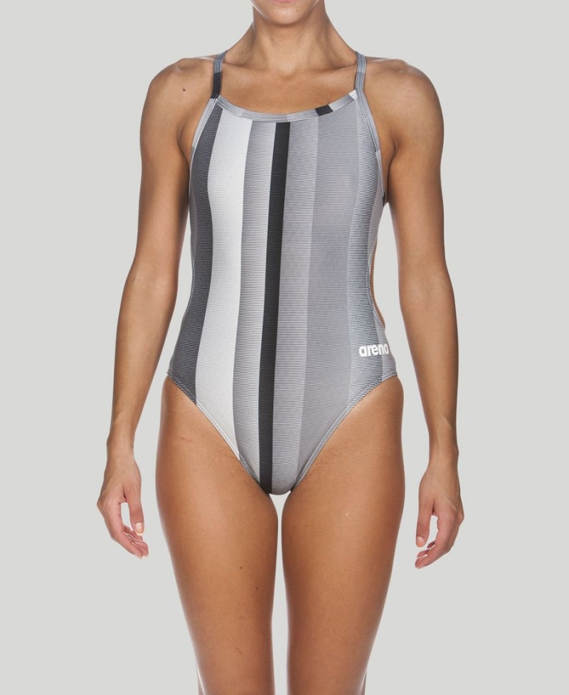 Noir Maillot de Bain Arena Blended Stripe Challenge Back - ZOC-5783571