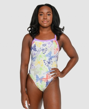 Blanche Multicolore Maillot de Bain Arena Simone Manuel Capsule Collection Challenge Back - UHV-3076512