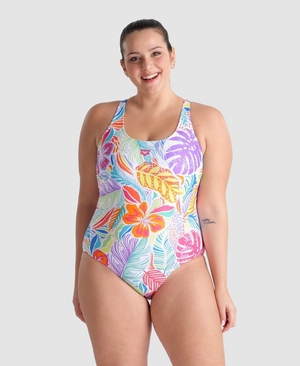 Blanche Multicolore Maillot de Bain Arena Allover Pro Back Plus - WYE-3684810