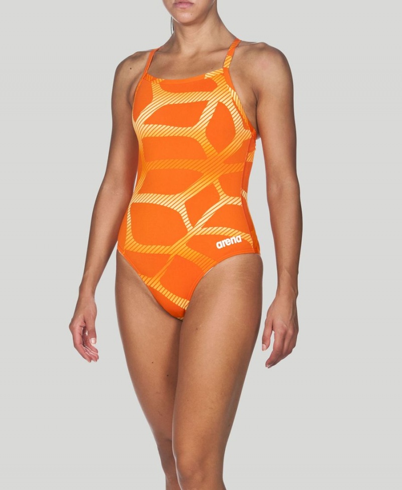 Orange Maillot de Bain Arena Spider Light Drop Back - VIB-6981372