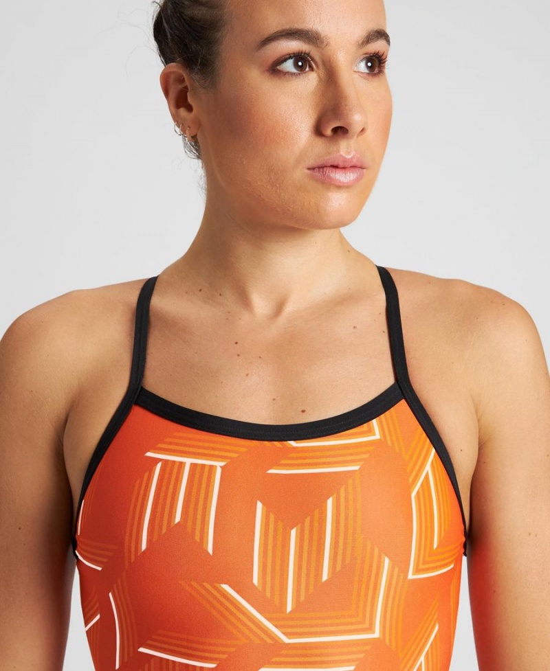 Noir Orange Multicolore Maillot de Bain Arena Puzzled Light Drop Back - UMI-3637661