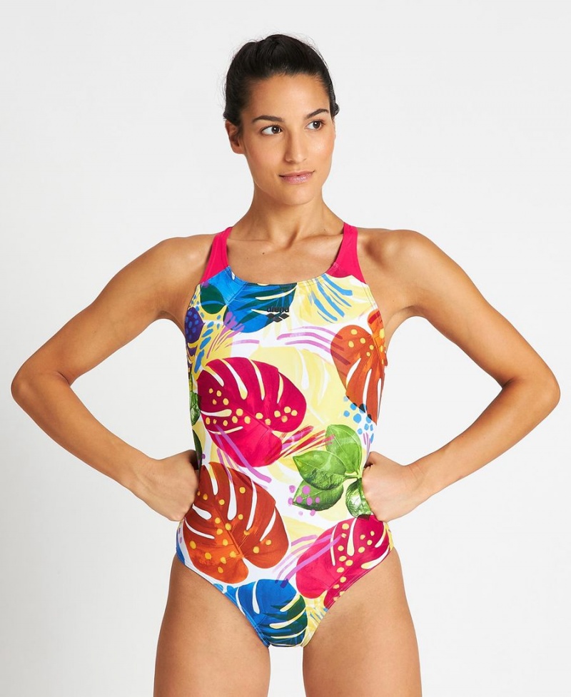 Rose Multicolore Maillot de Bain Arena Tropics Swim Pro Back - CZH-6705322