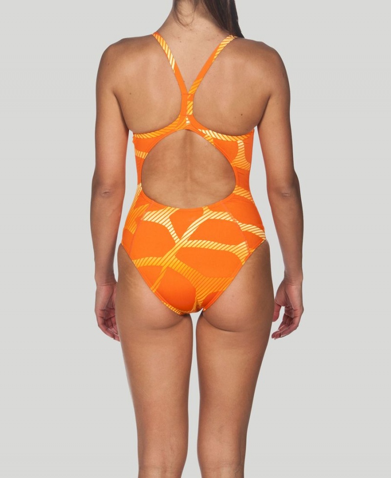 Orange Maillot de Bain Arena Spider Light Drop Back - VIB-6981372