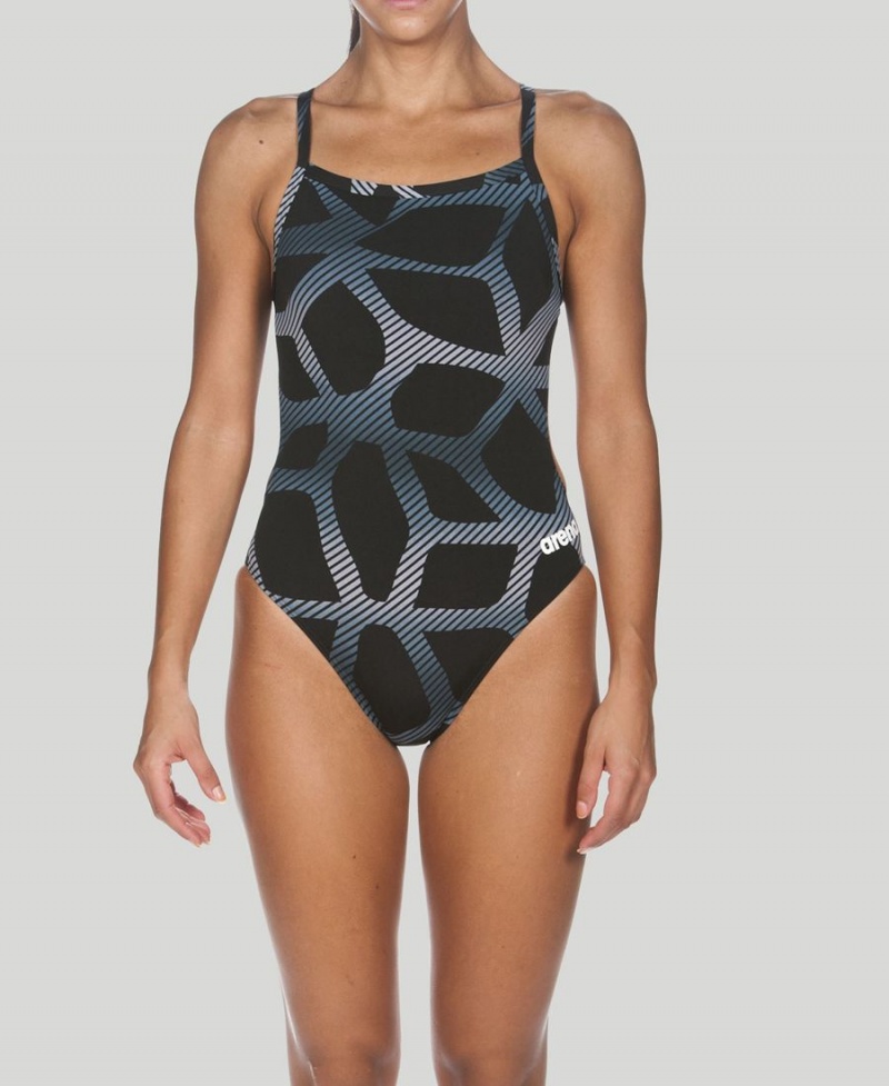 Noir Maillot de Bain Arena Spider Challenge Back - NRQ-3201364