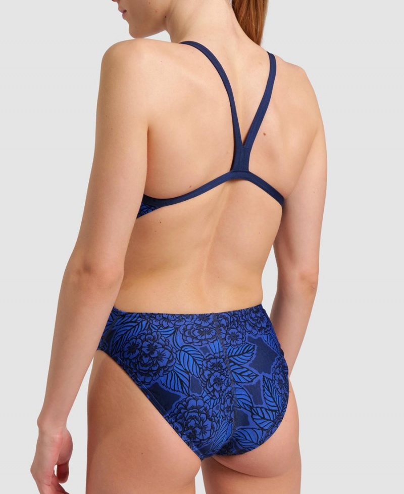 Bleu Marine Maillot de Bain Arena Hydrangea Bouquet Challenge Back - ZFR-2859035