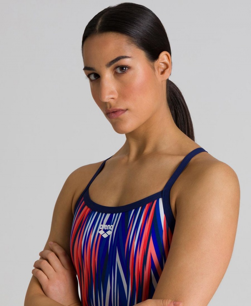 Bleu Marine Multicolore Maillot de Bain Arena Speed Stripes Challenge Back - ZXM-9306476