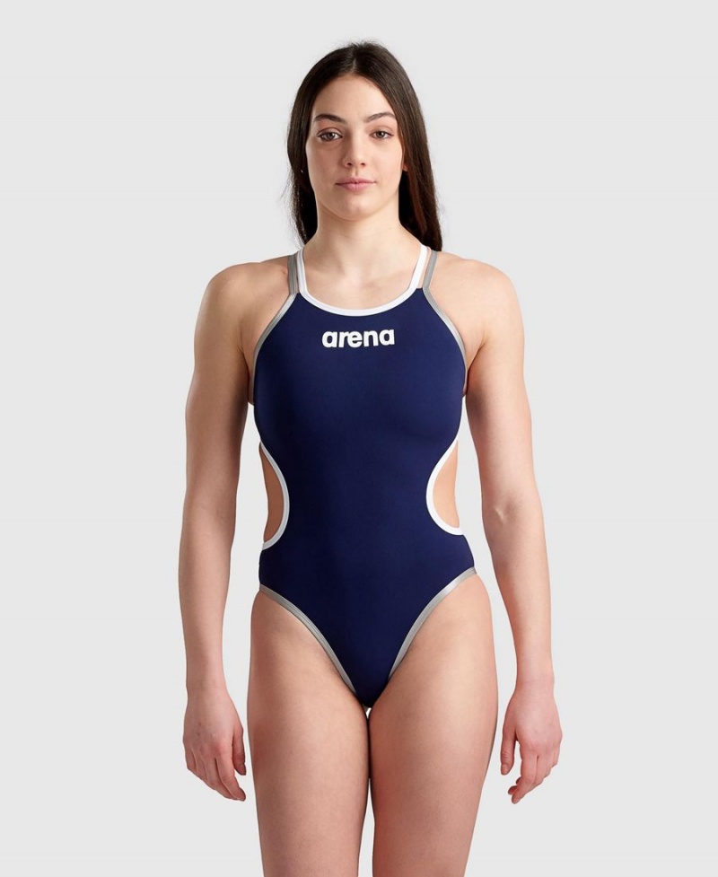 Bleu Marine Blanche Maillot de Bain Arena One Double Cross Back - NPE-9657325