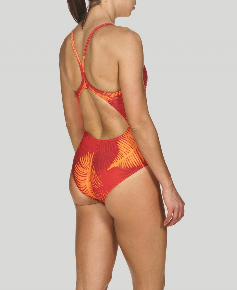 Rouge Orange Maillot de Bain Arena Palm Forest Light Drop Back - VRA-9294565