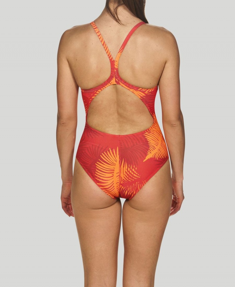 Rouge Orange Maillot de Bain Arena Palm Forest Light Drop Back - VRA-9294565