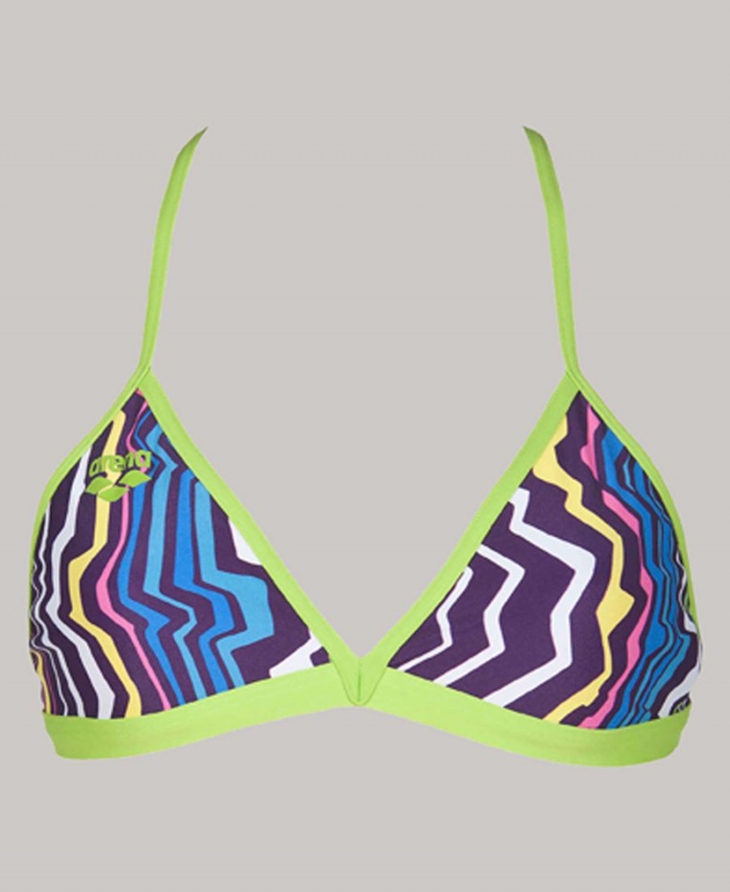 Violette Vert Haut de Bikini Arena Zig Zag Tie Back - IKD-4616993