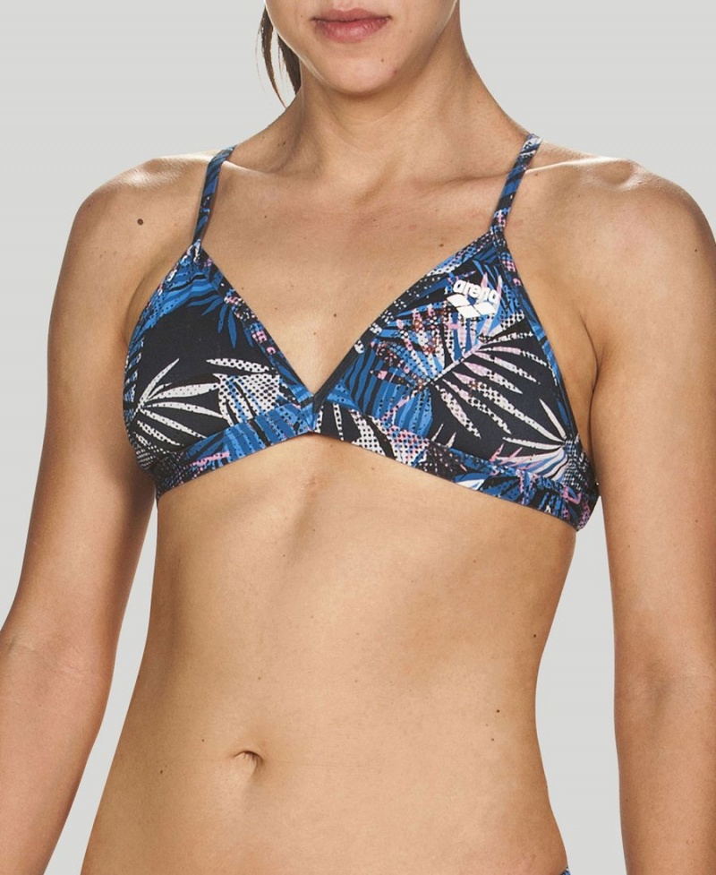 Bleu Marine Multicolore Haut de Bikini Arena Floral Allover Tie Back - SNN-0120308