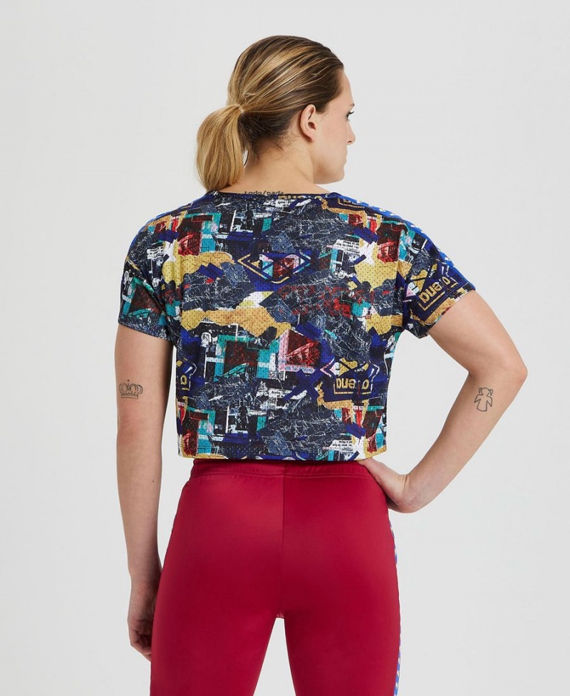 Multicolore T-Shirt Arena Icons Corinne Mesh Crop - HEM-3053572