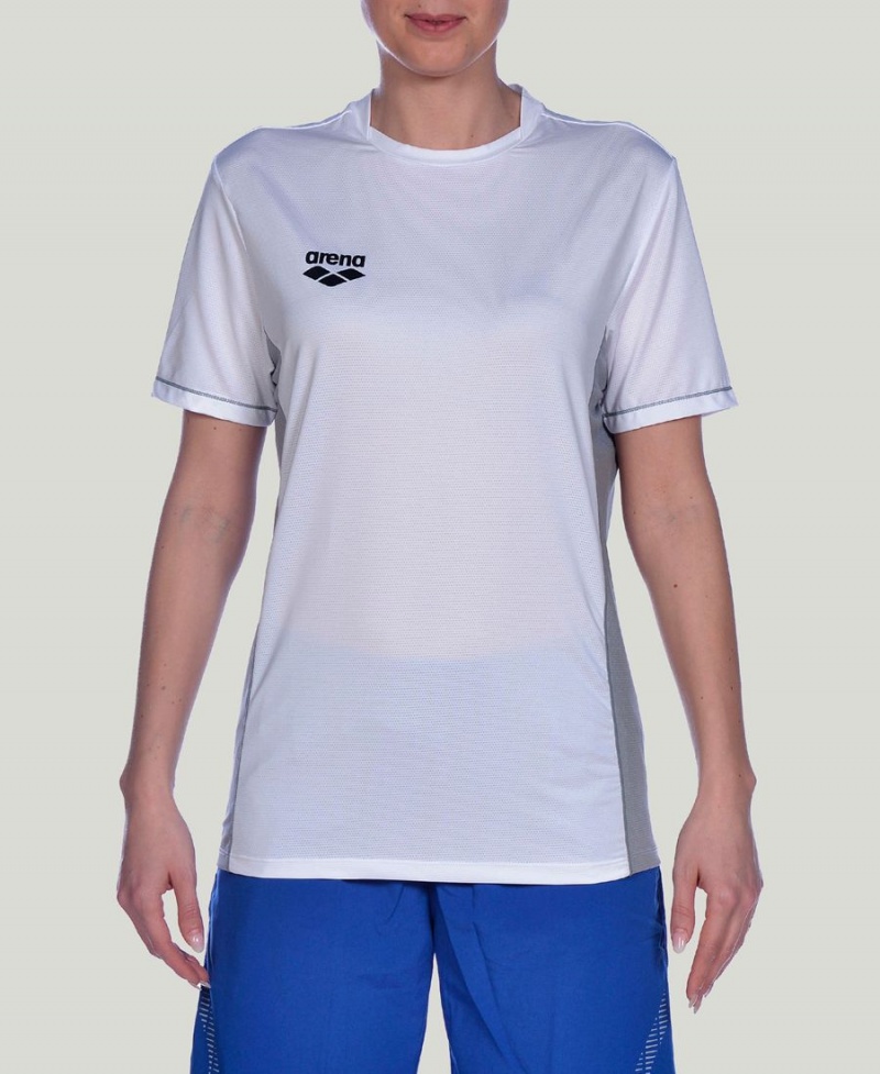 Blanche T-Shirt Arena Team Line Tech Corta Sleeve - UYC-8280309