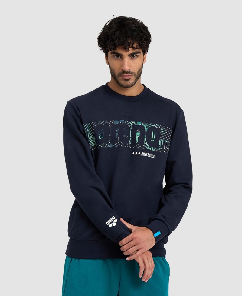 Bleu Marine Sweatshirt Arena Logo Crewneck - BOR-8887781