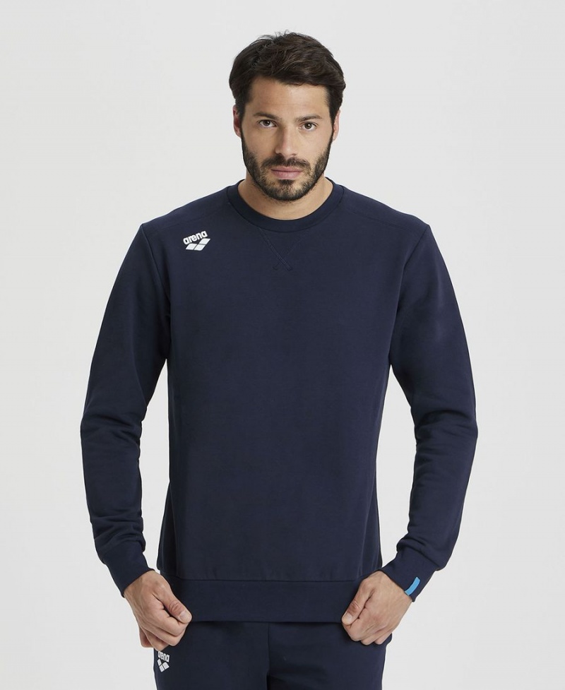 Bleu Marine Sweatshirt Arena Solid Crewneck - UJR-0806947