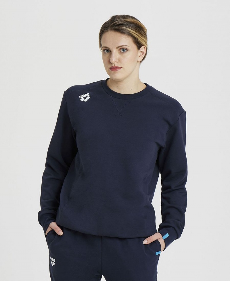 Bleu Marine Sweatshirt Arena Solid Crewneck - UJR-0806947