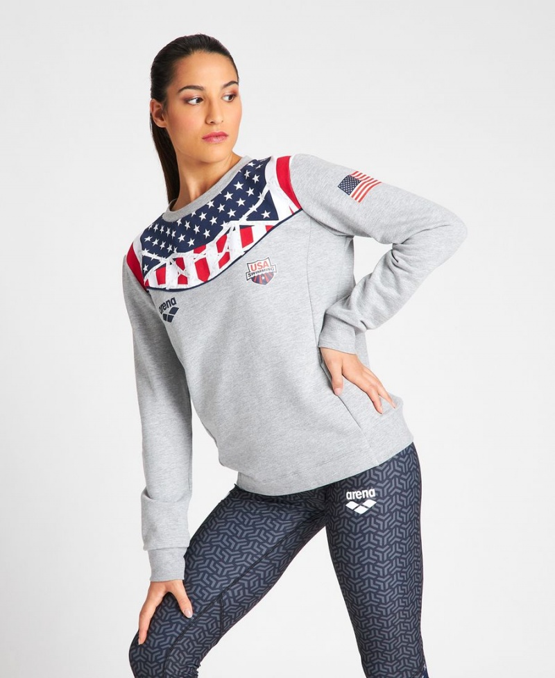 Grise Sweatshirt Arena USA Swimming Team Crewneck - KUT-3099316