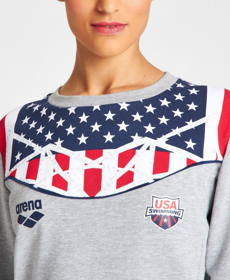 Grise Sweatshirt Arena USA Swimming Team Crewneck - KUT-3099316